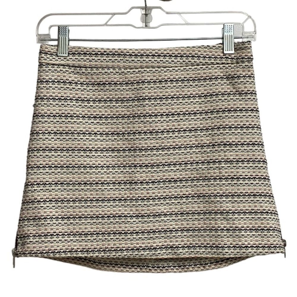 NWT Topshop Side Zippers Textured Mini Skirt Size 4 Striped Earthy Academia Twee